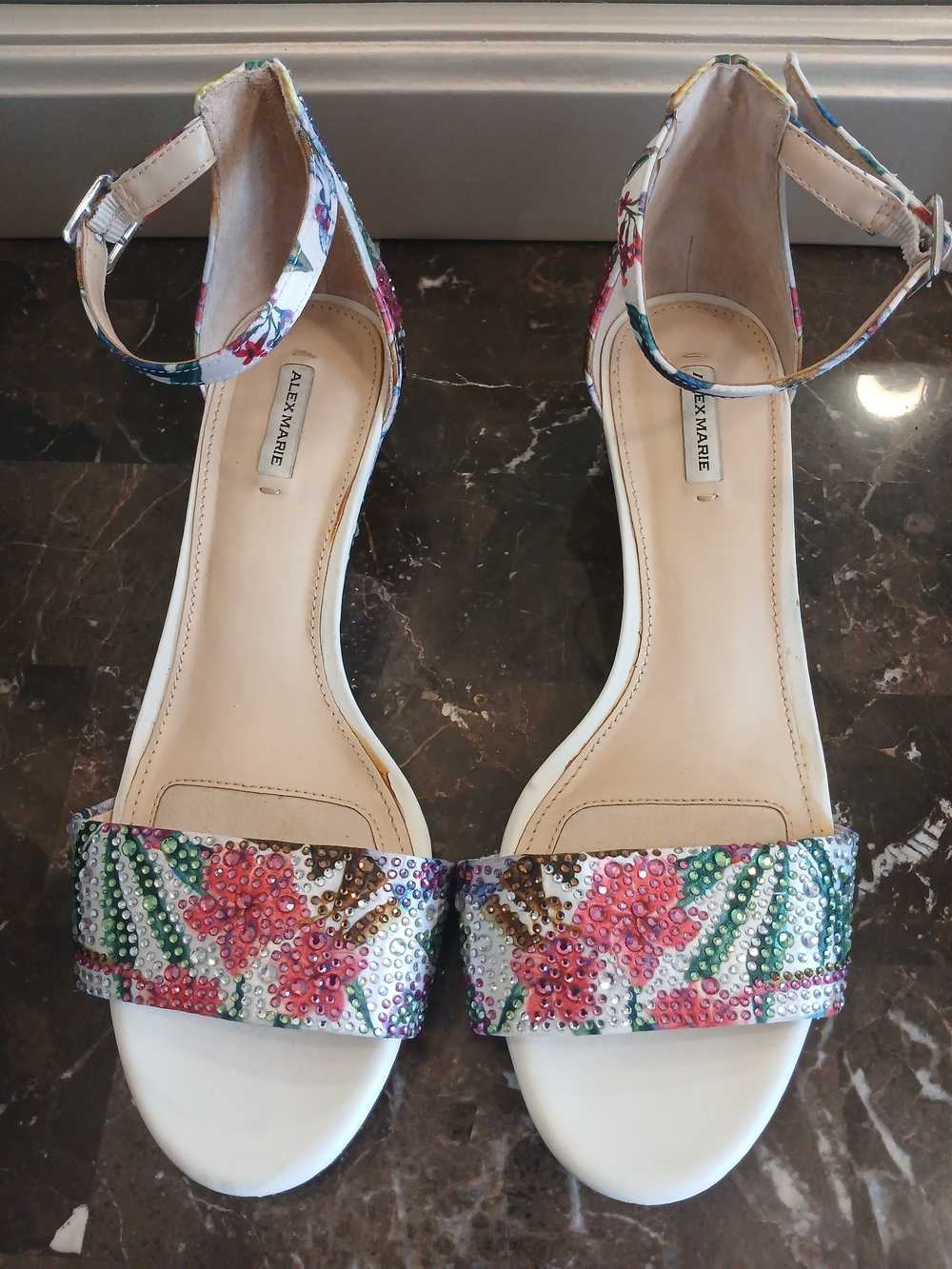 Alex Marie Multicolor Crystal-Embellished Ankle-Strap Flats - Picture 7 of 13